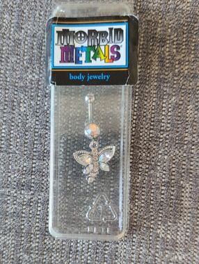Morbid Metals Iridescent Butterfly Belly Ring - Silver Tone